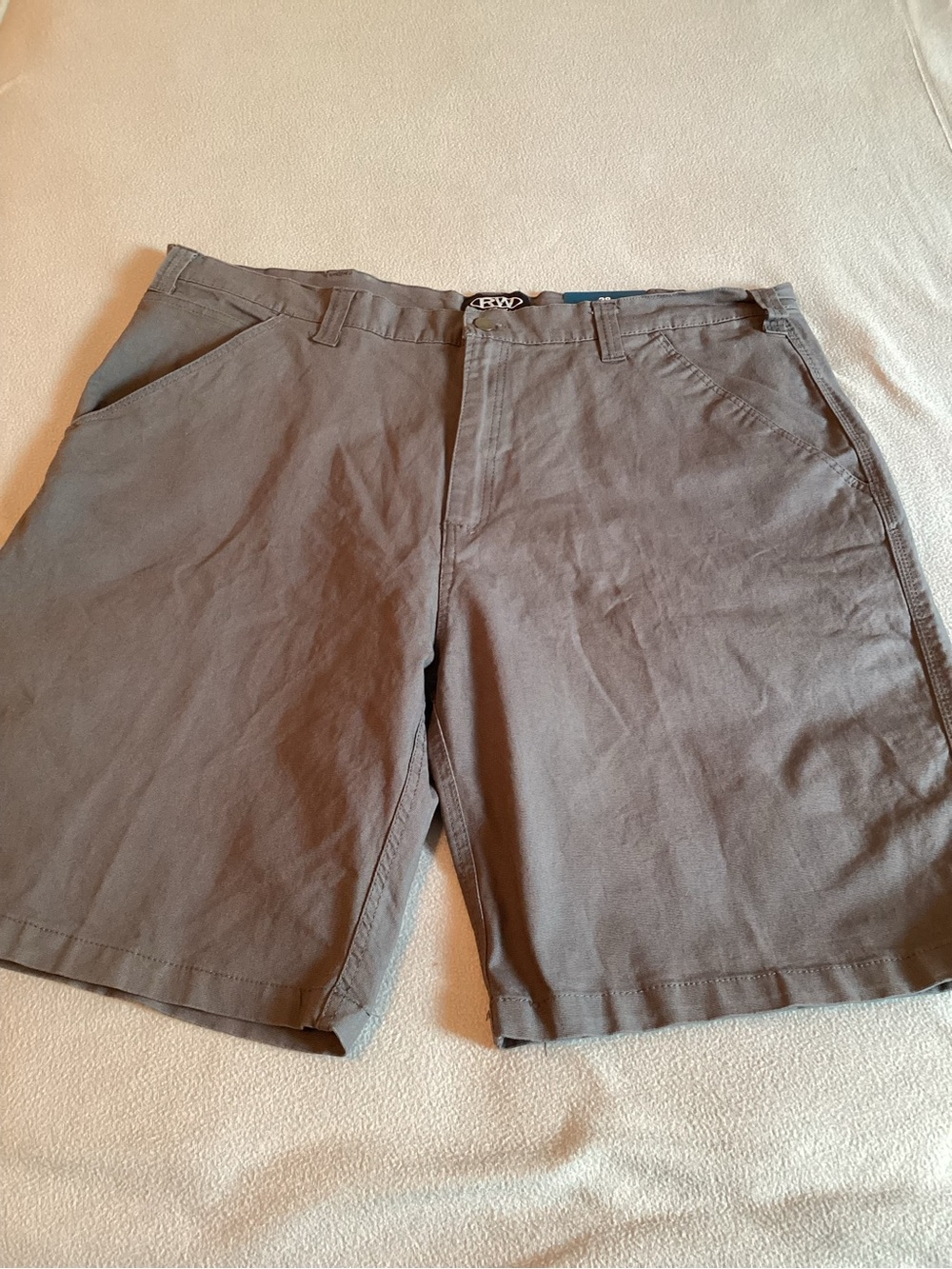 Men's Rugged Wear Flat-Front Flex Canvas Gray Shorts Fit Sz 42 Durable Workwear